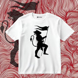 Hanuman Ji with Flag Whtie T-Shirt
